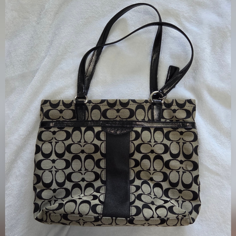 Coach Black and Cream Signature C Bag
